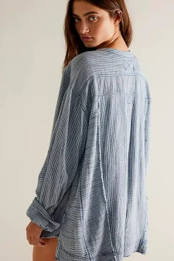 Clearance Free People By The Shore Shirt - Indigo Stripe