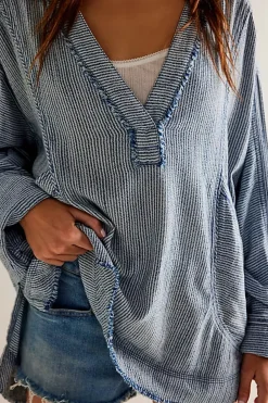 Clearance Free People By The Shore Shirt - Indigo Stripe