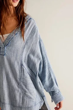 Clearance Free People By The Shore Shirt - Indigo Stripe