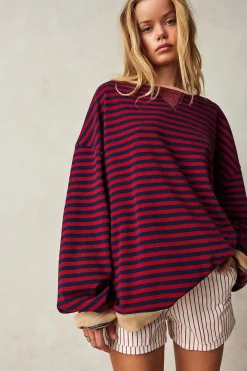 Best Free People Classic Striped Crew - Nautical Combo