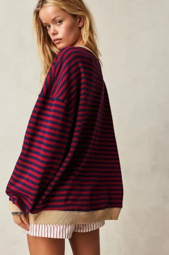 Best Free People Classic Striped Crew - Nautical Combo