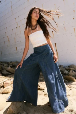 Outlet Free People Dawn on Me Wide Leg Jeans - London Blue