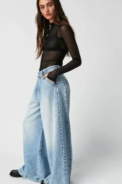 Fashion Free People Equinox Denim Trouser - Open Sky