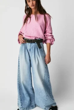 Fashion Free People Equinox Denim Trouser - Open Sky