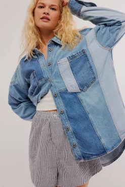 New Free People Mountain Roads Shirt - Indigo Mixed