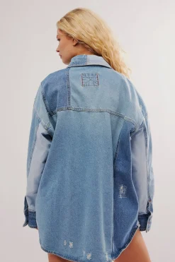 New Free People Mountain Roads Shirt - Indigo Mixed