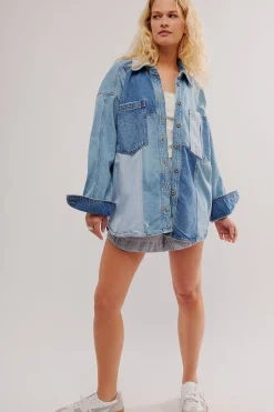 New Free People Mountain Roads Shirt - Indigo Mixed
