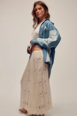New Free People Mountain Roads Shirt - Indigo Mixed