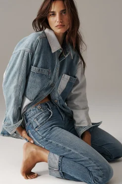 New Free People Mountain Roads Shirt - Indigo Mixed