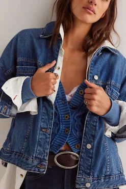 Hot Free People Opal Swing Denim Jacket - Got The Blues
