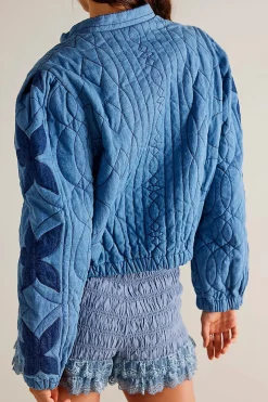 Clearance Free People Quinn Quilted Jacket - Indigo Combo