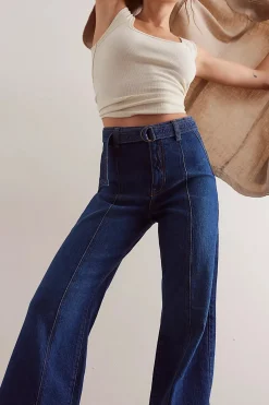 Discount Free People Ryla A Line Jean - Dreamscape Blue