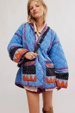 Best Free People Winnie Jacket - Blue Combo