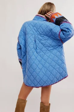 Best Free People Winnie Jacket - Blue Combo