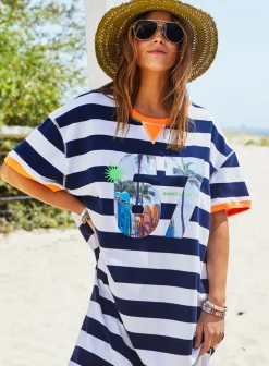 Outlet Hammill & Co Hammill & Co Beach Sweat Dress - Navy/White Stripe