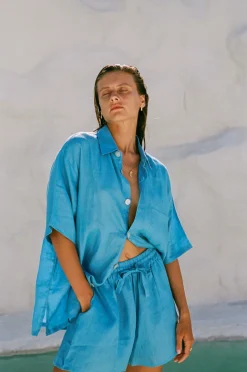 Sale Hobo & Hatch Hobo & Hatch Breeze Shirt - Ocean