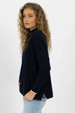 Fashion Humidity Heidi Knit Top - Navy