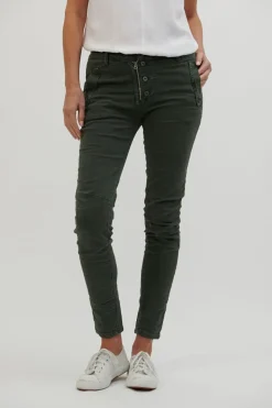 Hot Italian Star Button Jean - Military
