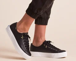 New Keds Triple Kick Amp Leather- Black