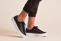 New Keds Triple Kick Amp Leather- Black
