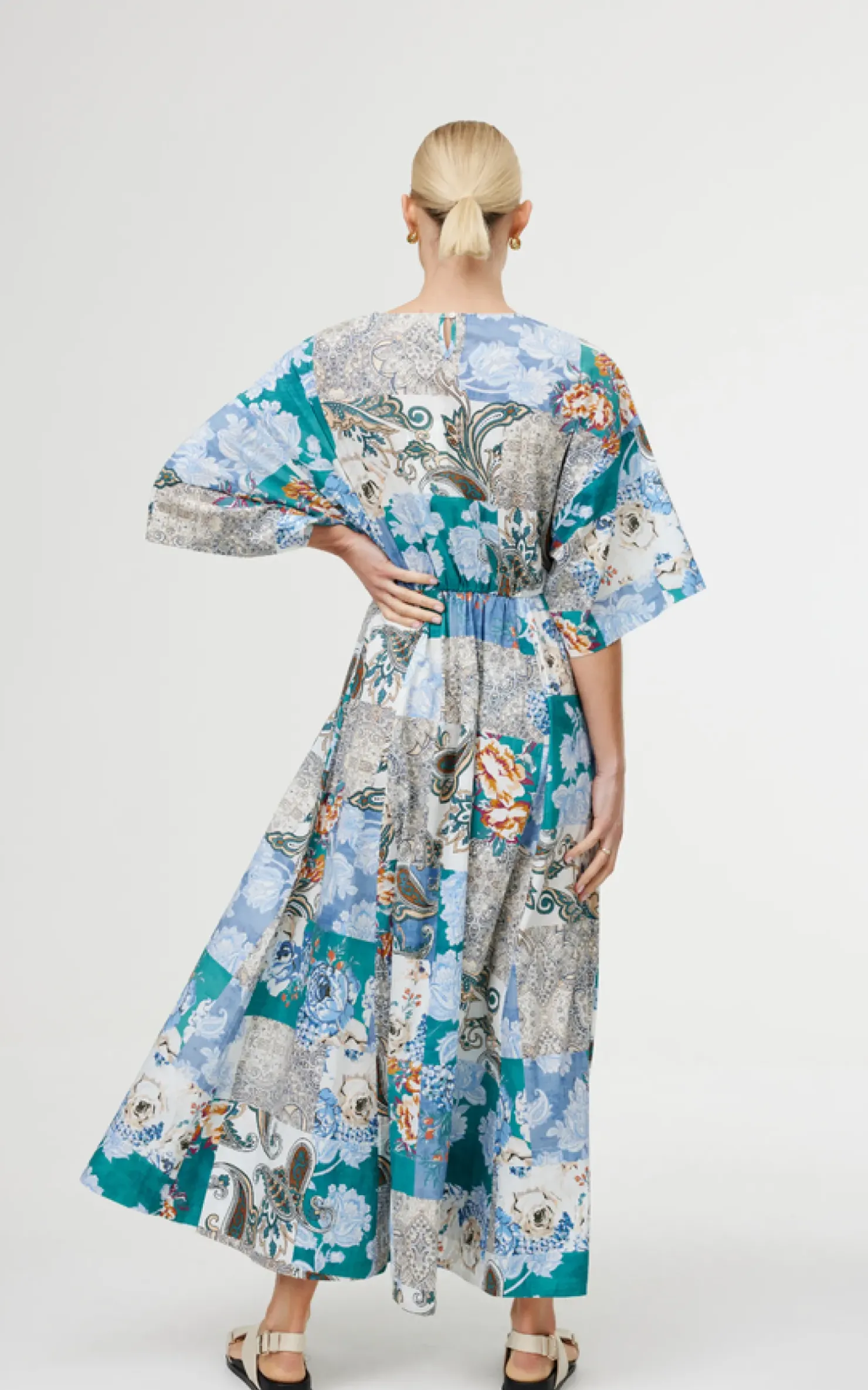 Discount Kinney Ellis Dress - Cyan Patchwork