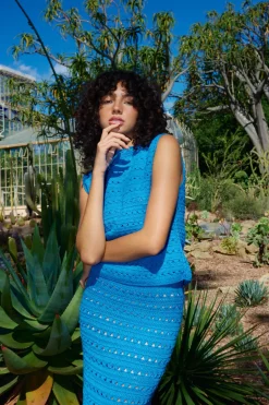 Fashion Kinney Laura Crochet Top - Blue