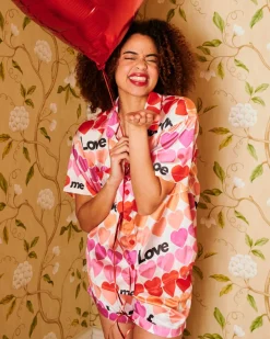 Sale Kip and Co Kip & Co - Forever Satin Short Sleeve Shirt & Short PJ Set