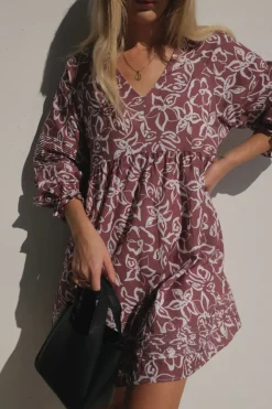 Clearance Lunar Fox Stevie Linen Dress - Sangria