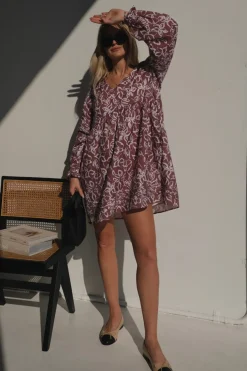 Clearance Lunar Fox Stevie Linen Dress - Sangria