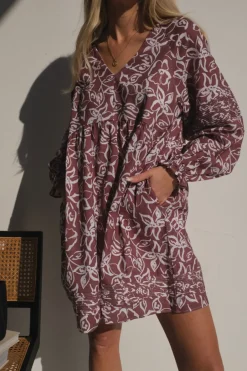 Clearance Lunar Fox Stevie Linen Dress - Sangria
