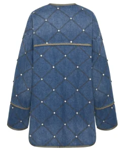 Clearance One Teaspoon Bay Blue Quilted Crystal Studded Jacket