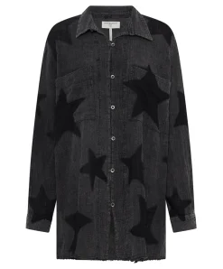 Sale One Teaspoon Black Star Muslin Longline Shirt - Charcoal