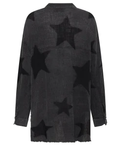 Sale One Teaspoon Black Star Muslin Longline Shirt - Charcoal