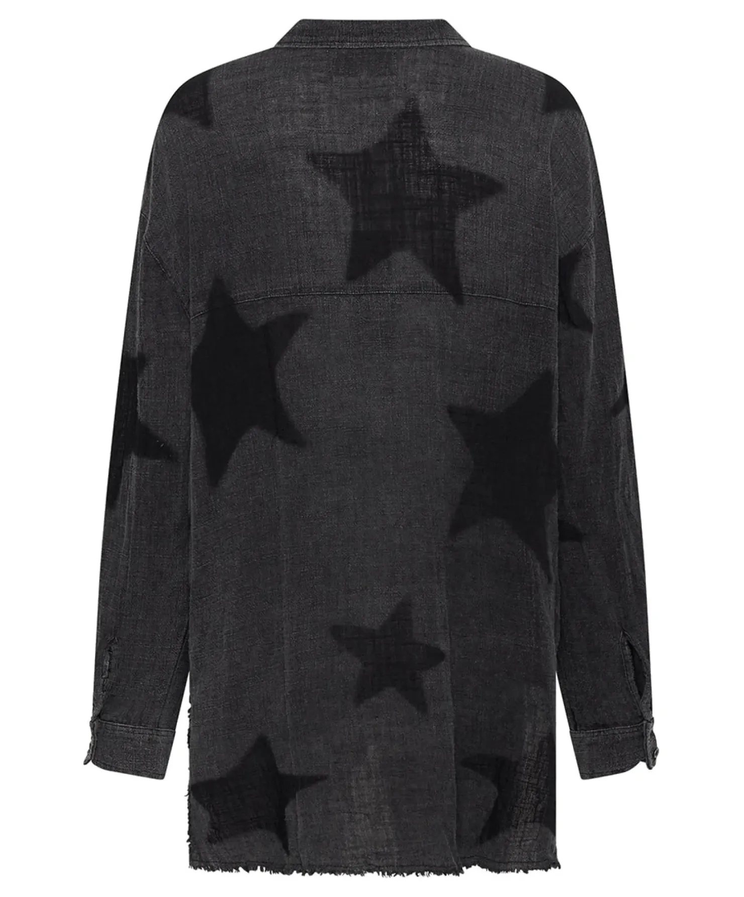 Sale One Teaspoon Black Star Muslin Longline Shirt - Charcoal