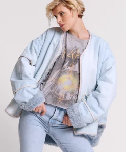 Sale One Teaspoon Blue Space Teddy Throwover Denim Jacket