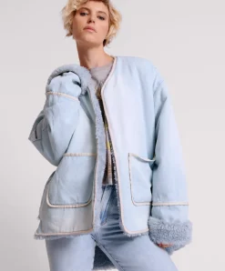 Sale One Teaspoon Blue Space Teddy Throwover Denim Jacket