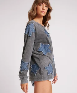 Outlet One Teaspoon Denim Star Boyfriend Longsleeve Tee - Black Acid