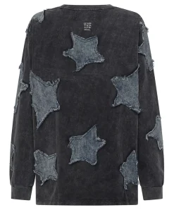 Outlet One Teaspoon Denim Star Boyfriend Longsleeve Tee - Black Acid