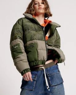 Fashion One Teaspoon Dirtee Love Camo Puffa Jacket - Khaki
