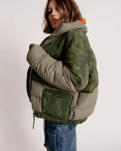 Fashion One Teaspoon Dirtee Love Camo Puffa Jacket - Khaki