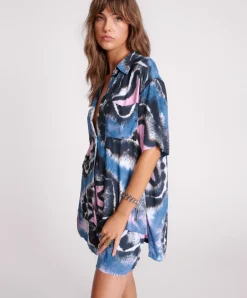 Fashion One Teaspoon Hand Painted Floral Short Sleeve Shirt - Multi