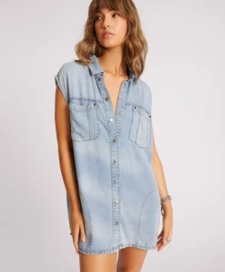 Hot One Teaspoon Tencel Shirt Dress - Soft Blue
