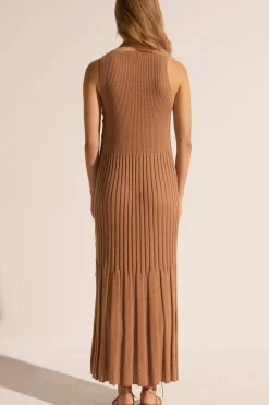 Online Pol Maui Ribbed Tanbk Dress- Toffee