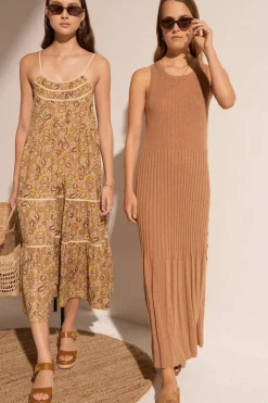 Online Pol Maui Ribbed Tanbk Dress- Toffee