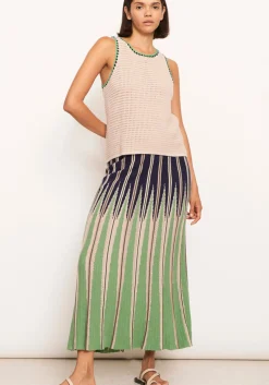 Sale Pol Xander Crochet Tank - Pebble/Ink/Green