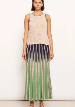 Sale Pol Xander Crochet Tank - Pebble/Ink/Green