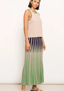Sale Pol Xander Crochet Tank - Pebble/Ink/Green