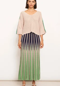 Sale Pol Xander Crochet Tee - Pebble/Ink/Green
