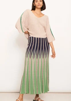 Sale Pol Xander Crochet Tee - Pebble/Ink/Green