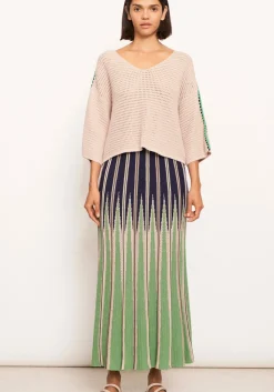 Sale Pol Xander Crochet Tee - Pebble/Ink/Green